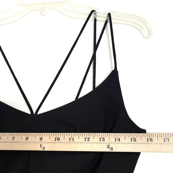 Black Halo Size 2 Behati Black Cocktail Dress Mini Strappy Bodycon Back Zip - Picture 8 of 10